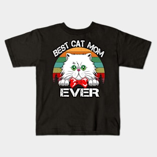 Vintage Best Cat Mom Ever Kids T-Shirt